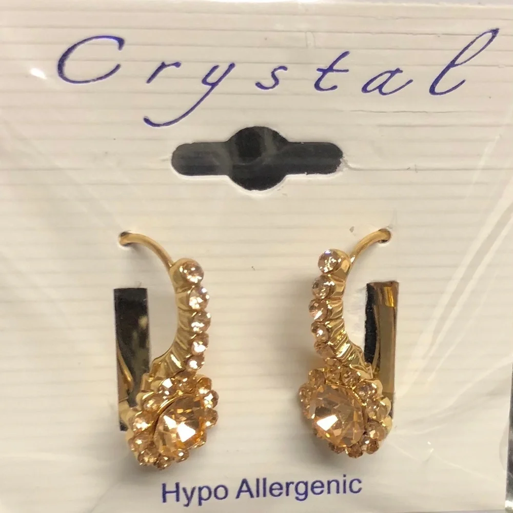 Earrings & Bracelet Set Rose Gold Tone Rhinestone Jewelry Gift Hypo‎ allergenic